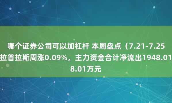 哪个证券公司可以加杠杆 本周盘点（7.21-7.25）：拉普拉斯周涨0.09%，主力资金合计净流出1948.01万元