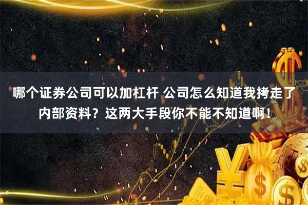 哪个证券公司可以加杠杆 公司怎么知道我拷走了内部资料？这两大手段你不能不知道啊！